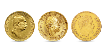 Eredeti történelmi arany érmék az elmúlt századokból