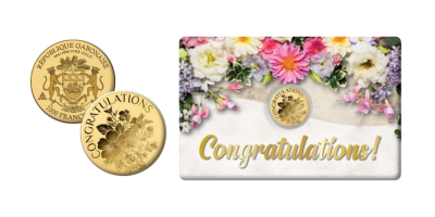 Gratulálok feliratú érme tartókártyában 