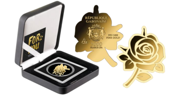 Rózsa alakú 1/200 unciás színarany érme 