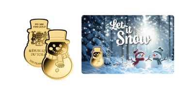 Hóember színarany érme érmetartó kártyában 