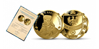 II. Rákóczi Ferenc színarannyal bevont emlékérem 