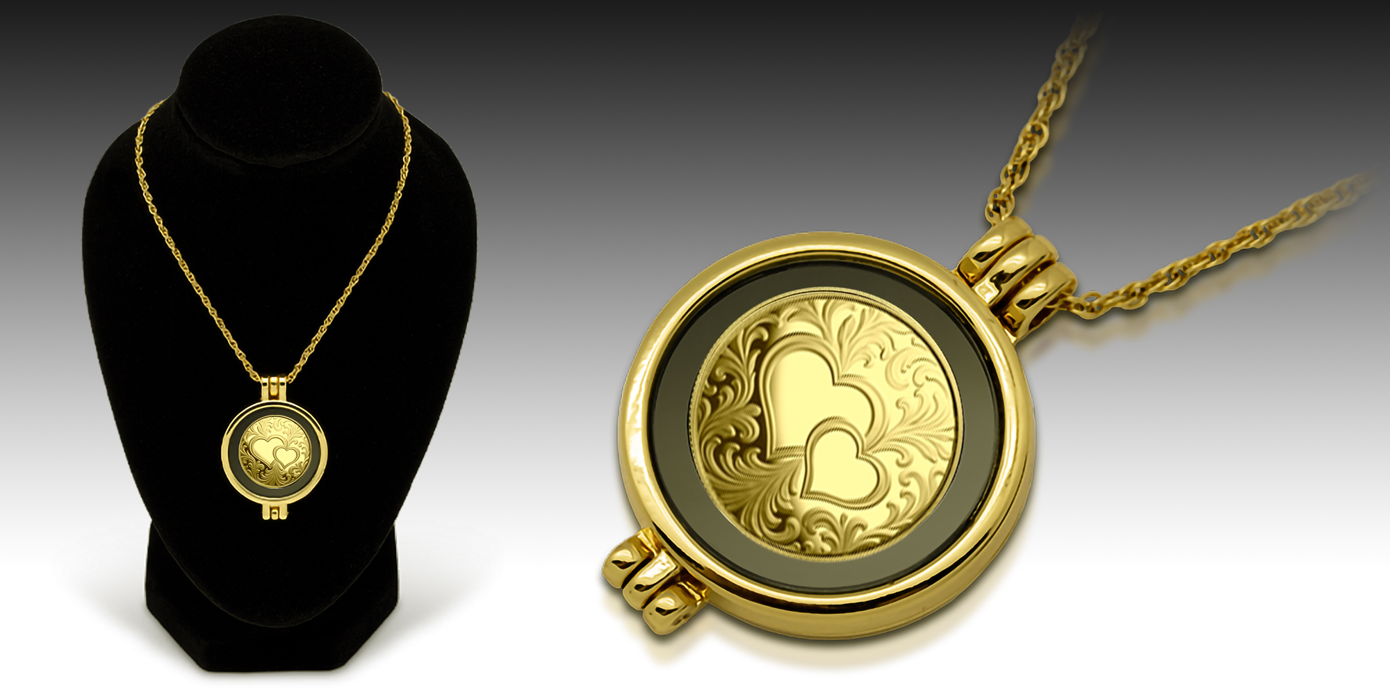   Magyar Éremkibocsátó Kft. -  Színarany érme összefonódó szívekkel medálban