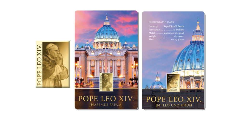 Magyar Éremkibocsátó Kft. -   XIV. Leó pápa színarany érme tartókártyában