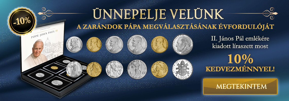  II. János Pál pápa: A zarándok pápa első évében kiadott vatikáni érmék gyűjteménybe szedve