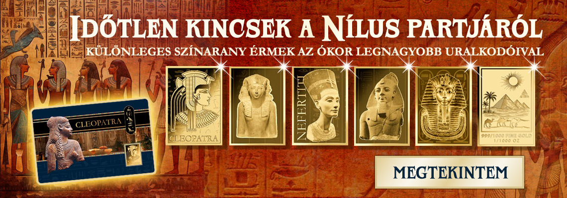 Színarany érmek az ókori Egyiptom legnagyobb uralkodóival