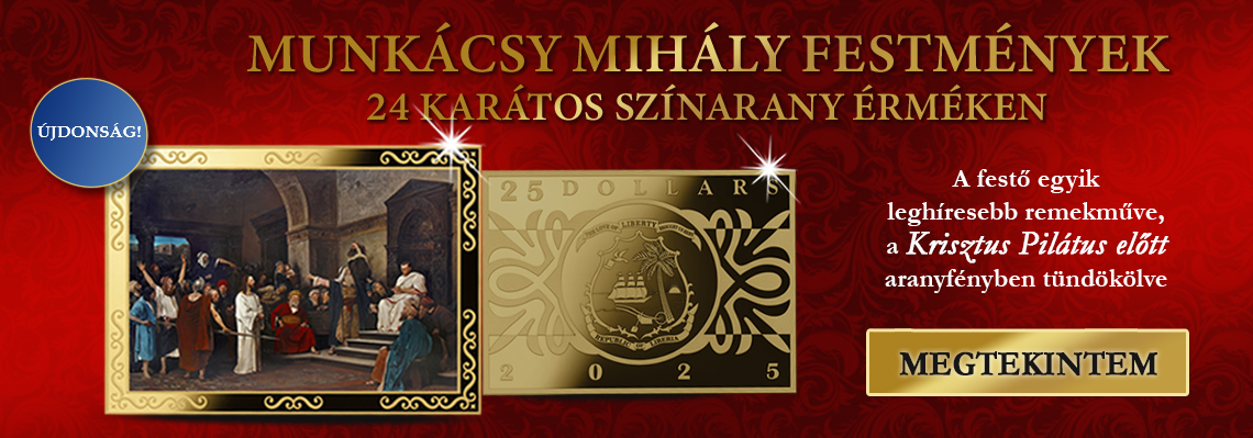 Krisztus Pilátus előtt 24 karátos színarany érme