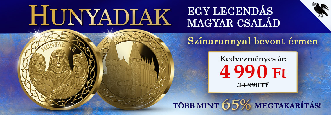 A legendás Mátyás király szüleivel színarannyal bevont emlékérmen