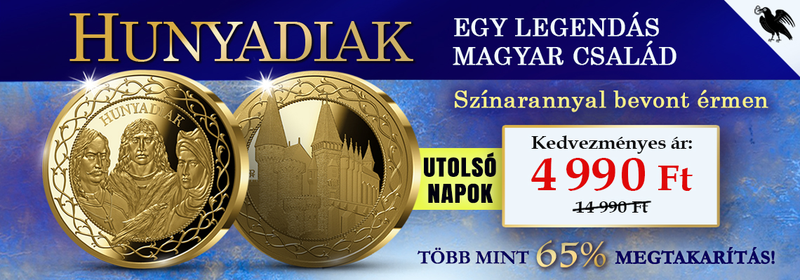 A legendás Mátyás király szüleivel színarannyal bevont emlékérmen