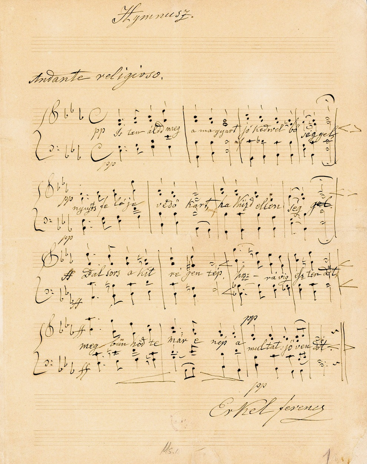A Himnusz kottájának eredeti kézirata