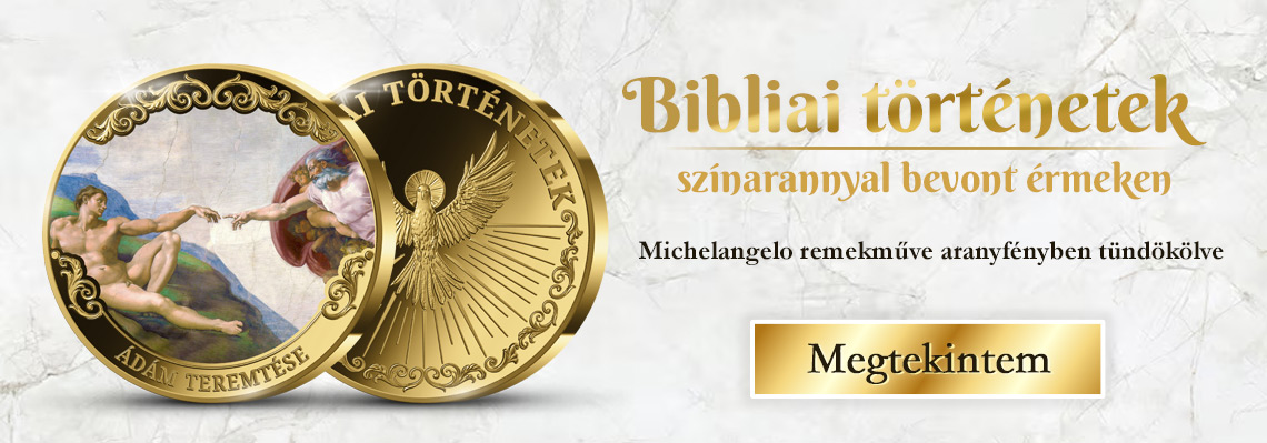 Ádám teremtése 24 karátos arannyal bevont érem