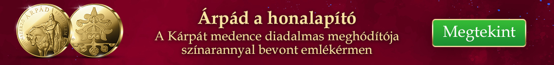 Árpád a honalapító színarannyal bevont érmen