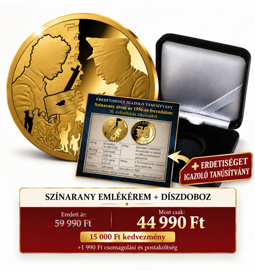 Magyar Éremkibocsátó Kft. - 1956-os forradalom színarany érem diszdobozban