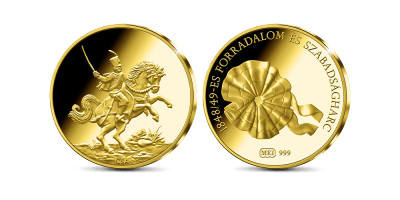 1848/49-es forradalom és szabadságharc 24 karátos arany érmen