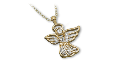 Angyal medálos nyaklánc cirkónia kövekkel díszítve