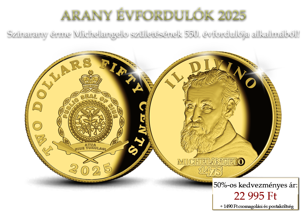 A világtörténelem legnagyobb jubileumai színarany érméken!