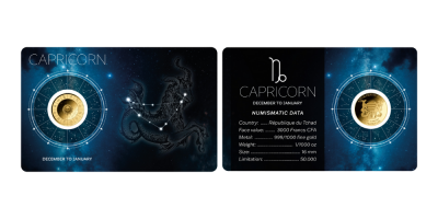 Bak csillagjegy színarany érme tartókártyában 