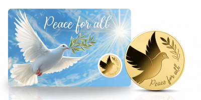Békegalamb színarany érme tartókártyában