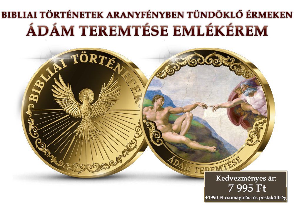 Bibliai történetek színarannyal bevont érmeken