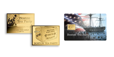 Bostoni teadélután színarany érem éremtartó kártyában