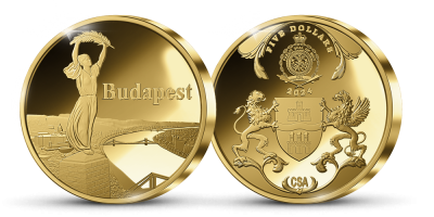Budapest 1/10 uncia színarany emlékérmén