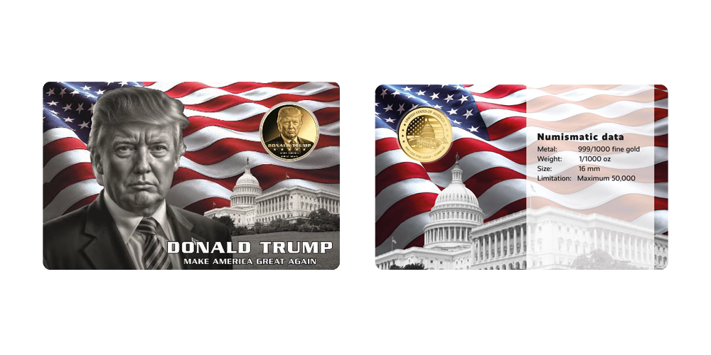 Magyar Éremkibocsátó Kft. -  Színarany Donald Trump érem