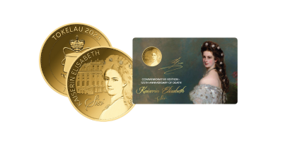 Erzsébet királyné (Sisi) színarany érme érmetartó kártyában 