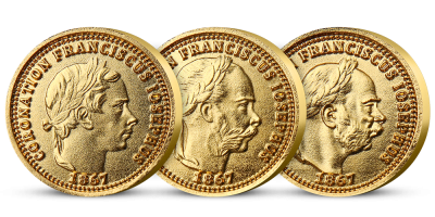 Ferenc József portréi színarany bevonattal