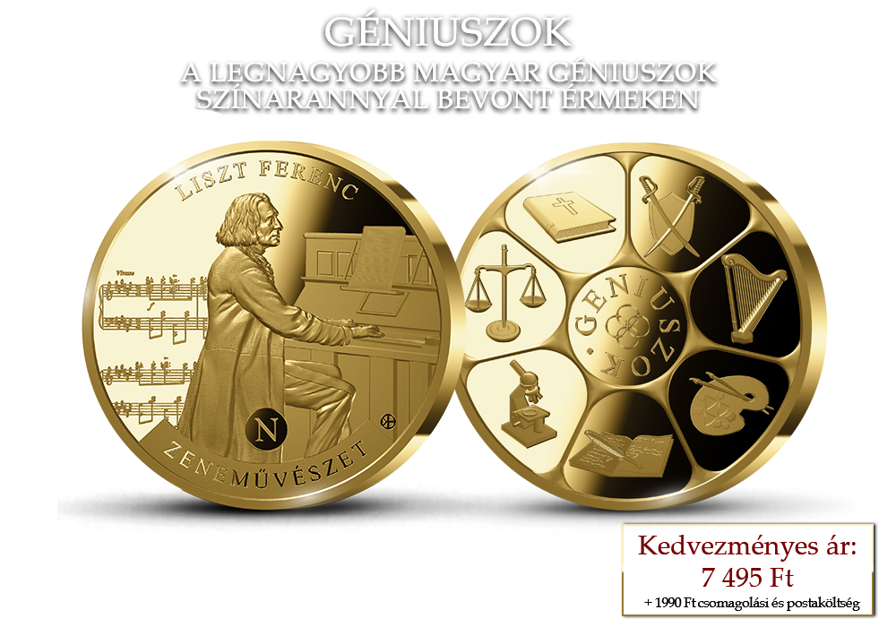 A legnagyobb magyar g&eacute;niuszok sz&iacute;narannyal bevont &eacute;rmeken!