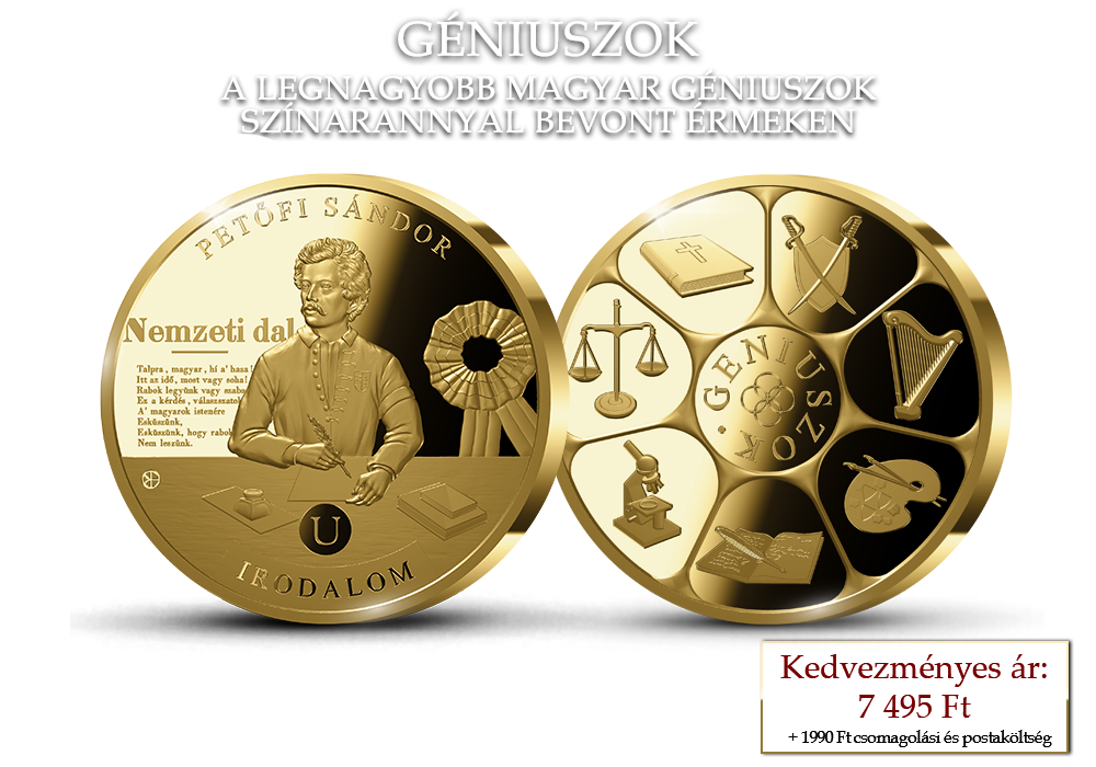 A legnagyobb magyar g&eacute;niuszok sz&iacute;narannyal bevont &eacute;rmeken!