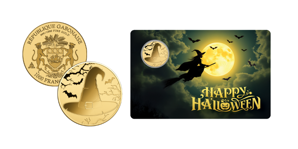 Magyar Éremkibocsátó Kft.-  Halloween boszorkány színarany érme kártyában