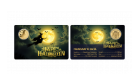 Magyar Éremkibocsátó Kft.-  Halloween boszorkány színarany érme kártyában
