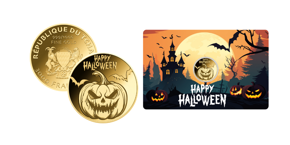 Magyar Éremkibocsátó Kft.- Halloween töklámpás színarany érme kártyában 