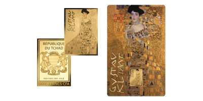 Hölgy aranyban, Klimt festménye színarany érmén 