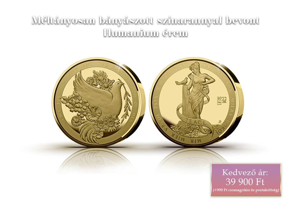 Méltányosan bányászott színarannyal bevont Humanium érem