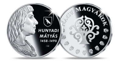 Hunyadi Mátyás emlékérem színezüst bevonattal