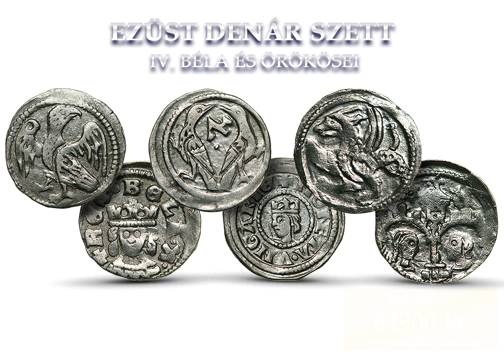 Az utolsó árpád-házi királyt megelőző uralkodóink történelmi ezüst érméi egy csokorban
