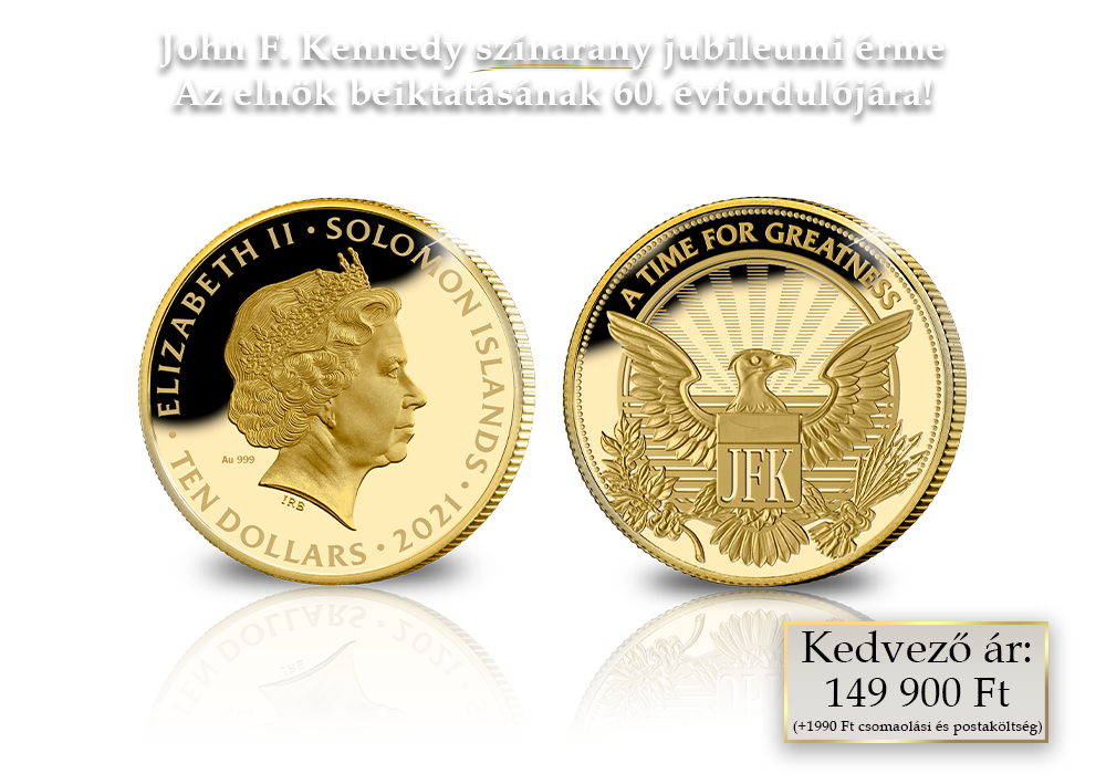  John F. Kennedy érme 1/10 uncia tömör színaranyból