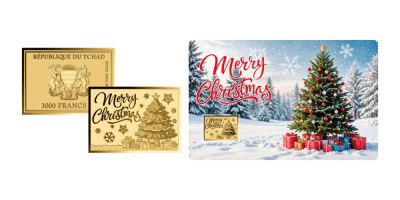 Karácsonyfa színarany érme érmetartó kártyában 