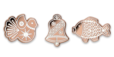 Rózsaarany bevonatú karácsonyi brossok 