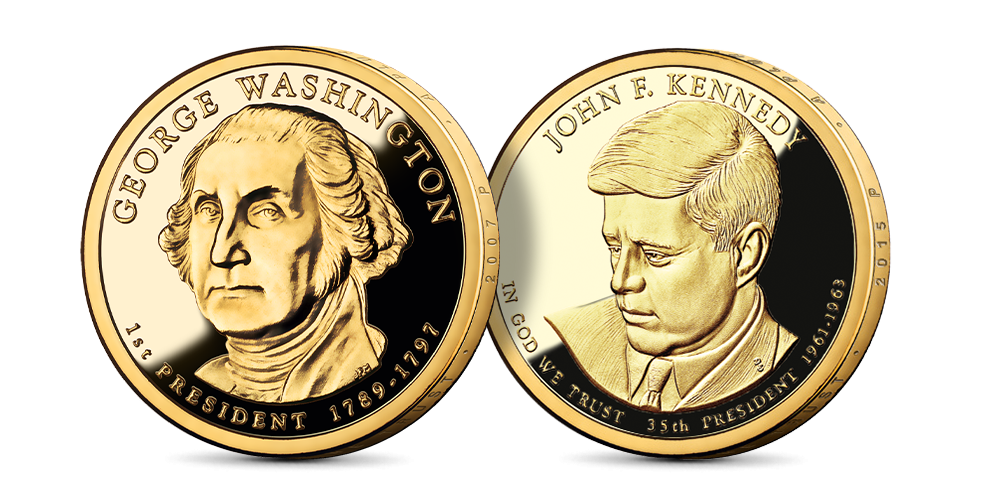 elnoki dollarok-washington és kennedy érme