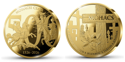 Mohácsi csata 500. évforduló színarannyal bevont emlékérem