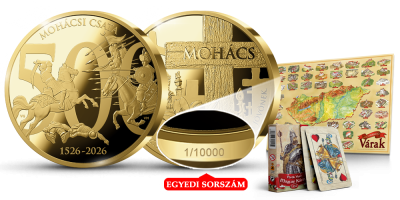 Mohácsi csata 500. évforduló színarannyal bevont emlékérem sorszámozással