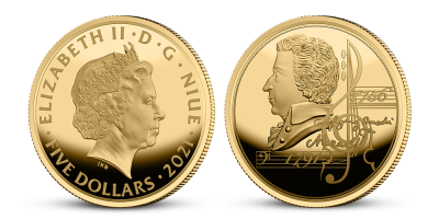 Mozart színarany érme
