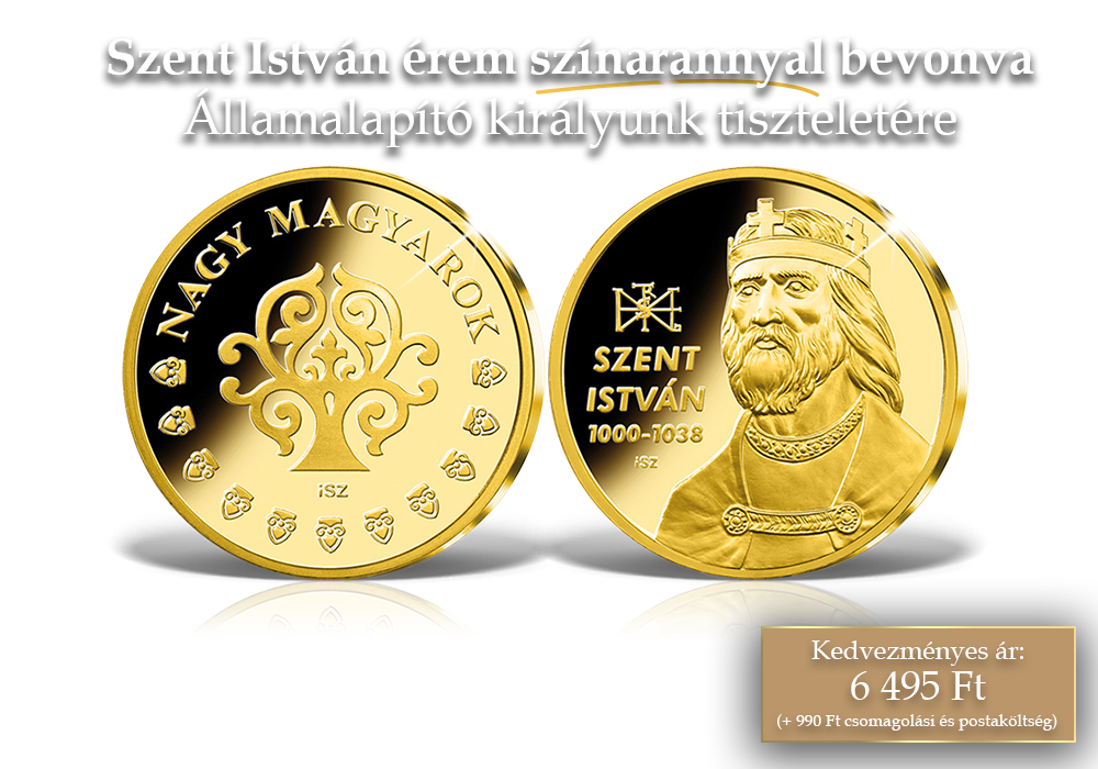 Szent István érem színarannyal bevonva
