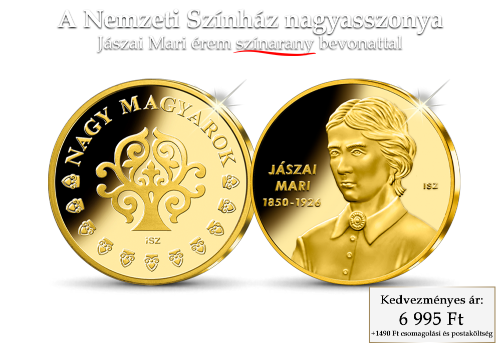 Jászai Mari érem színarannyal bevonva