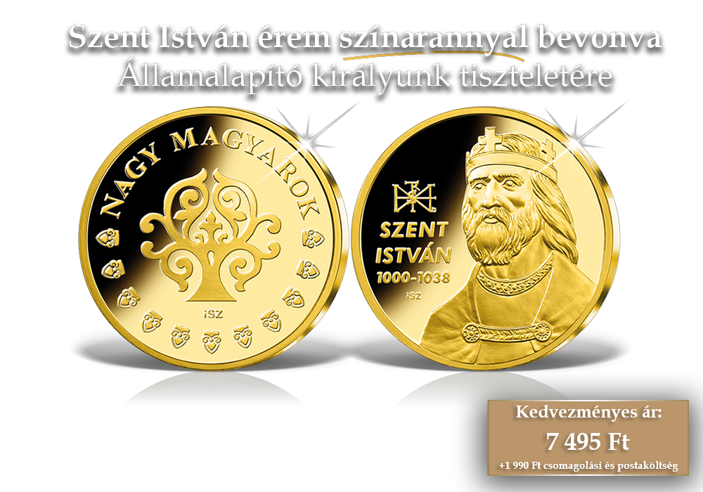 Szent István érem színarannyal bevonva