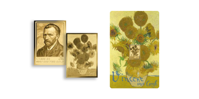 Napraforgók, Vincent van Gogh festménye színarany érmen