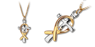 Nyaklánc kereszt medállal és kristállyal