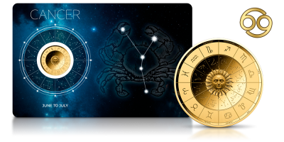 Rák csillagjegy színarany érme tartókártyában