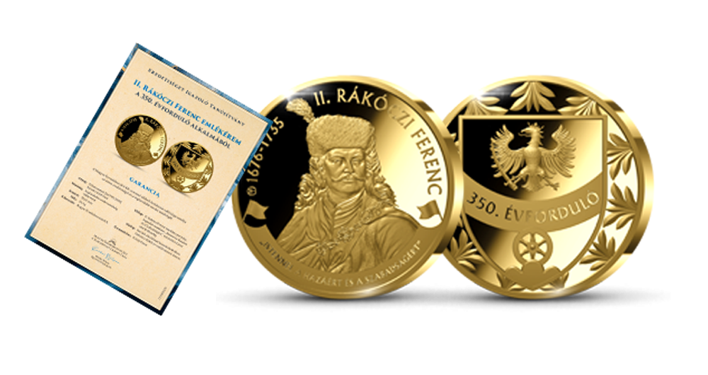 Magyar Éremkibocsátó Kft. - II. Rákóczi Ferenc színarannyal bevont emlékérem